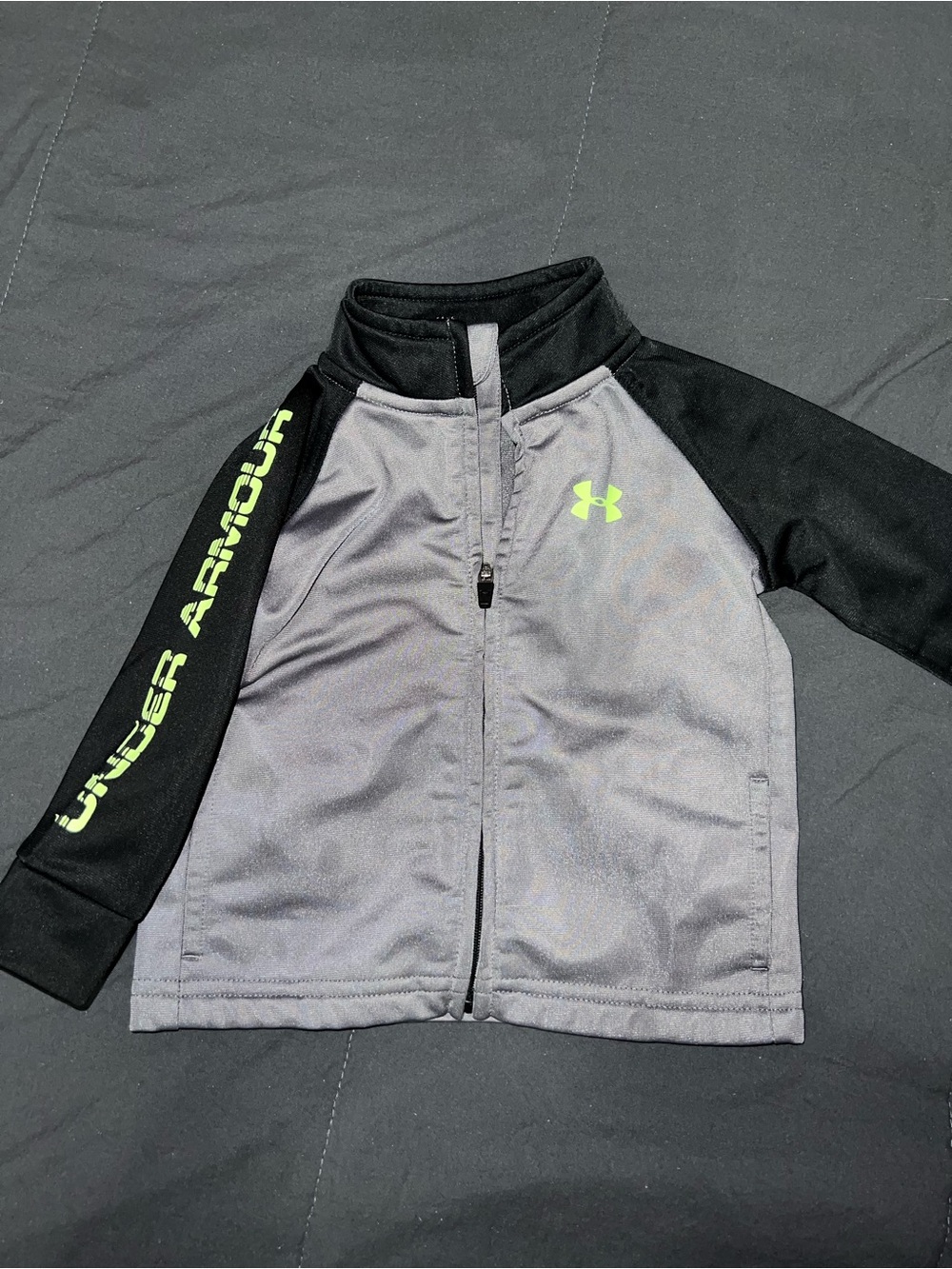 Under Armour Gray and Black Jacket with Neon Green Logo